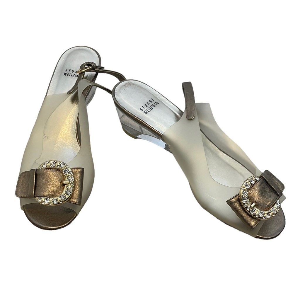Stuart Weitzman Clear Buckled Heels